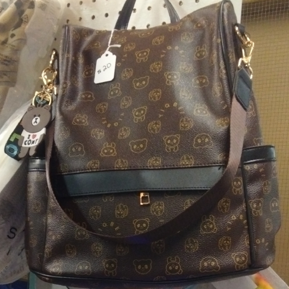 Brown Bear Patterned Women's Bag